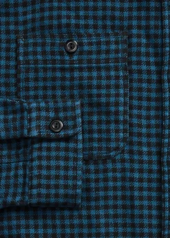 Chemise Workwear à Carreaux En Coton Et Lin Indigo -Promos Chemises Décontractées Boutique s7 1445040 alternate15