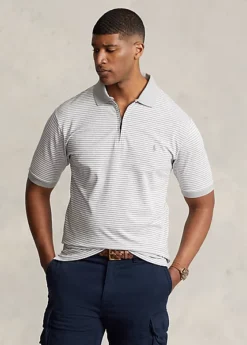 Polo Zippé Rayé En Piqué Stretch