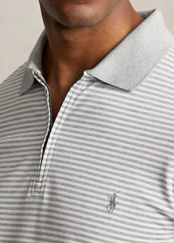 Polo Zippé Rayé En Piqué Stretch -Promos Chemises Décontractées Boutique s7 1482375 alternate4