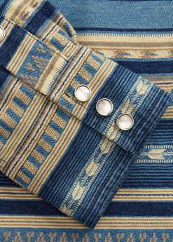 Chemise Western Cintrée Jacquard Indigo -Promos Chemises Décontractées Boutique s7 1484916 alternate16