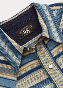 Chemise Western Cintrée Jacquard Indigo -Promos Chemises Décontractées Boutique s7 1484916 alternate18