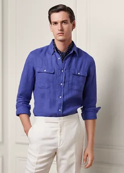 Chemise En Dobby De Lin Texturé