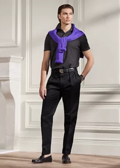 Pantalon En Sergé De Lin Et Coton