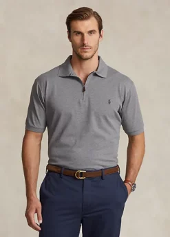 Polo En Piqué Stretch à Patte Zippée