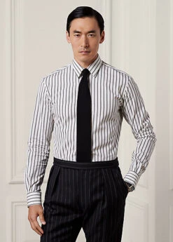 Chemise Faite Main Rayée En Popeline