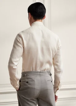 Chemise En Sergé De Lin Gratté -Promos Chemises Décontractées Boutique s7 1502381 alternate3