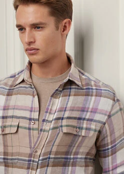 Chemise écossaise En Sergé De Lin -Promos Chemises Décontractées Boutique s7 1502386 alternate4