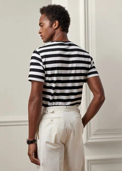 T-shirt Rayé à Col Rond En Fil D'Écosse -Promos Chemises Décontractées Boutique s7 1502435 alternate3