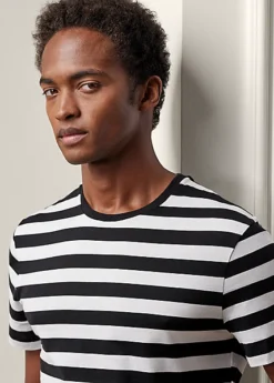 T-shirt Rayé à Col Rond En Fil D'Écosse -Promos Chemises Décontractées Boutique s7 1502435 alternate4