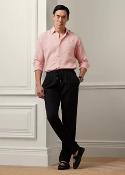 Pantalon Cordon De Serrage Lin Et Soie